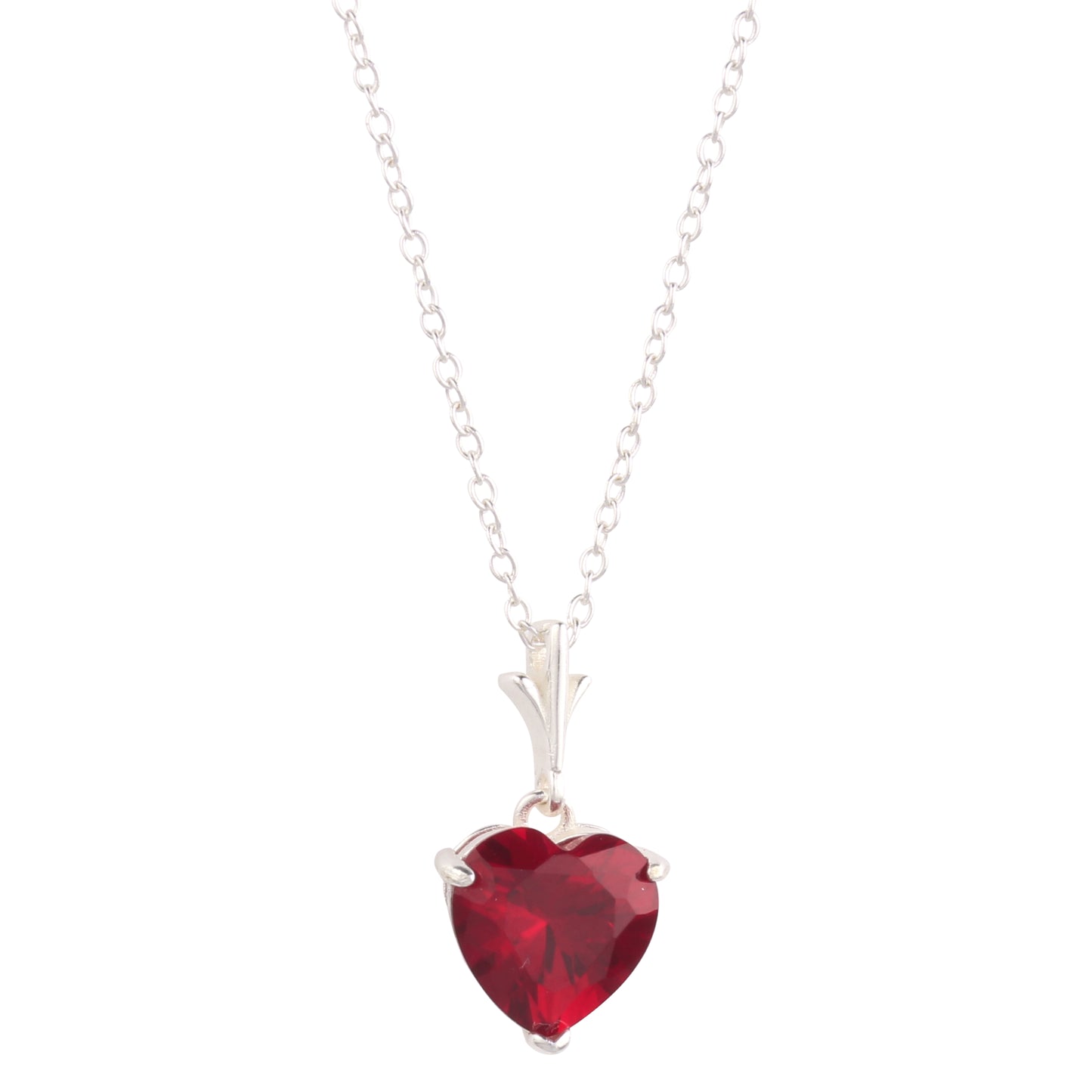 BlingStop 925 Sterling Silver Red Heart Pendant Necklace